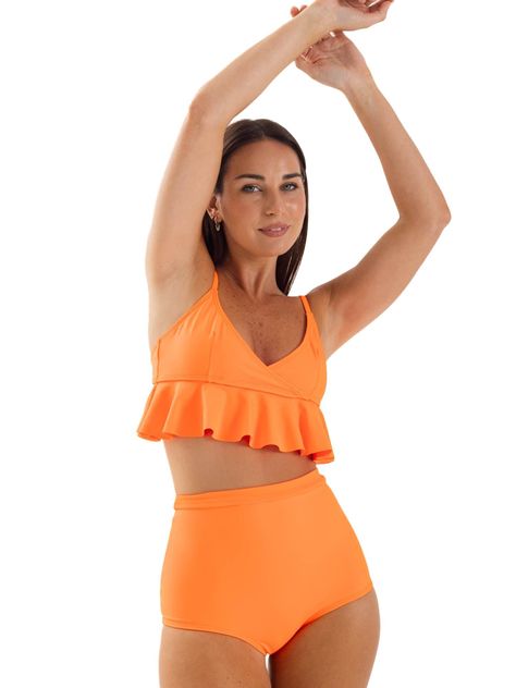 Daikiri Bottom de Bikini Mujer Naranjo Liso Culote Extra Confort Protección UV 50+-2