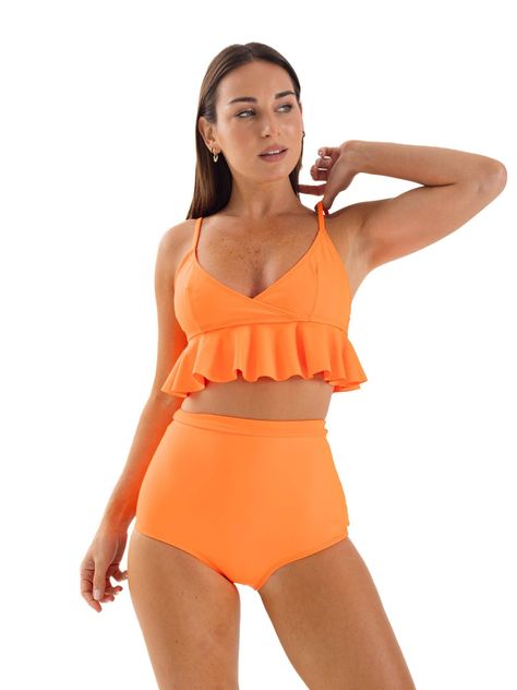 Daikiri Bottom de Bikini Mujer Naranjo Liso Culote Extra Confort Protección UV 50+-5