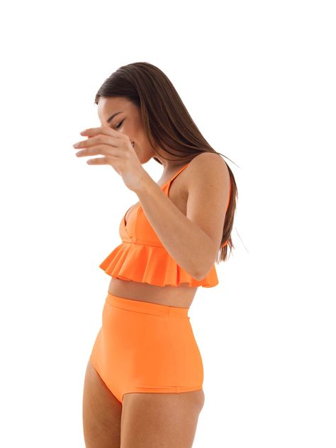 Daikiri Bottom de Bikini Mujer Naranjo Liso Culote Extra Confort Protección UV 50+-6