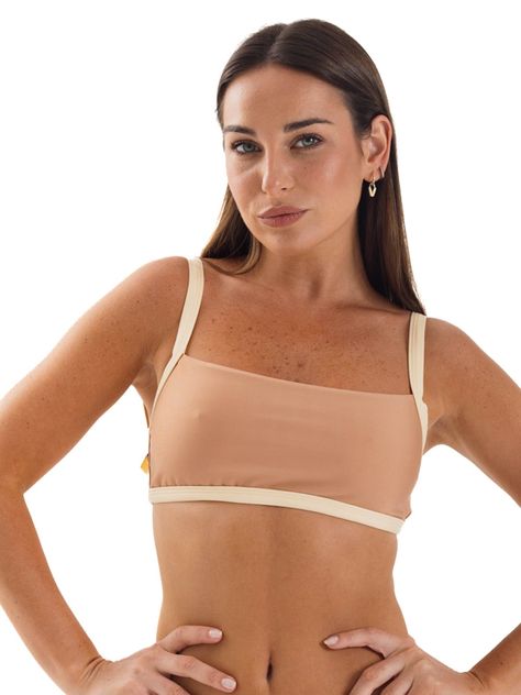 Daikiri Top de Bikini Mujer Cafe Liso Ajustable Extra Confort Protección UV 50+-0