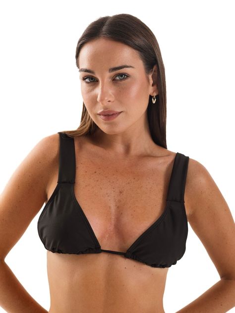 Daikiri Top de Bikini Mujer Negro Liso Triángulo Ajustable Protección UV 50+-0