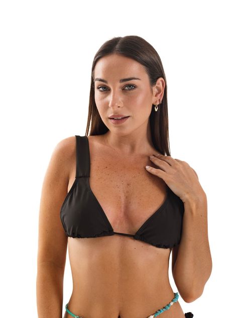 Daikiri Top de Bikini Mujer Negro Liso Triángulo Ajustable Protección UV 50+-3