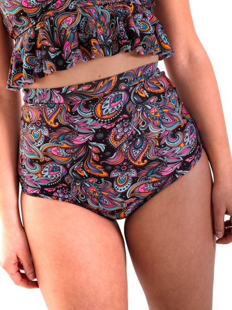 Daikiri Bottom de Bikini Mujer Negro Estampado Culote Extra Confort Protección UV 50+-0