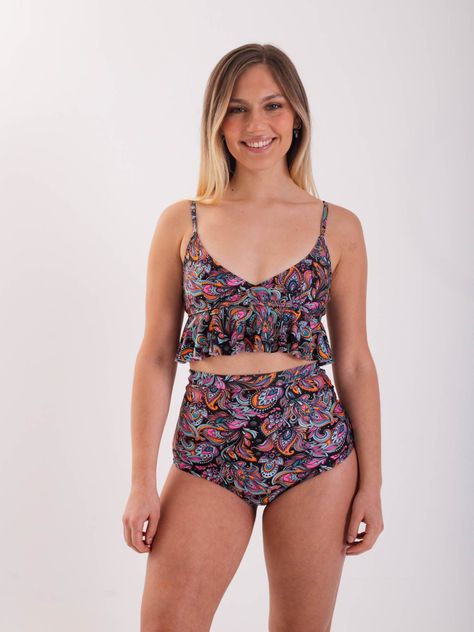 Daikiri Bottom de Bikini Mujer Negro Estampado Culote Extra Confort Protección UV 50+-5