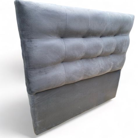 Respaldo De Cama 1.5 Plazas Valencia Felpa Gris -1