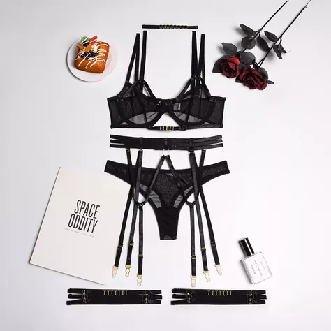 Conjunto 3 Piezas Ropa Intima Kendall Negro-4