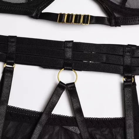 Conjunto 3 Piezas Ropa Intima Kendall Negro-3