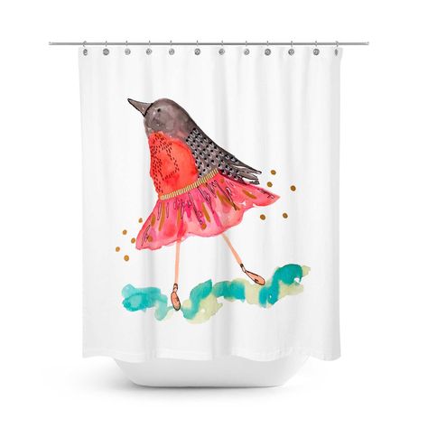 Cortina de baño pájaro bailarín Paper Home -0