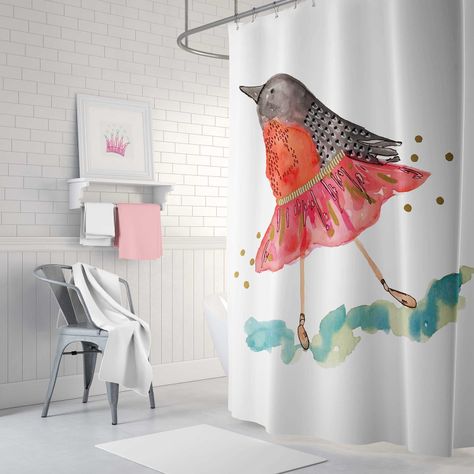Cortina de baño pájaro bailarín Paper Home -1