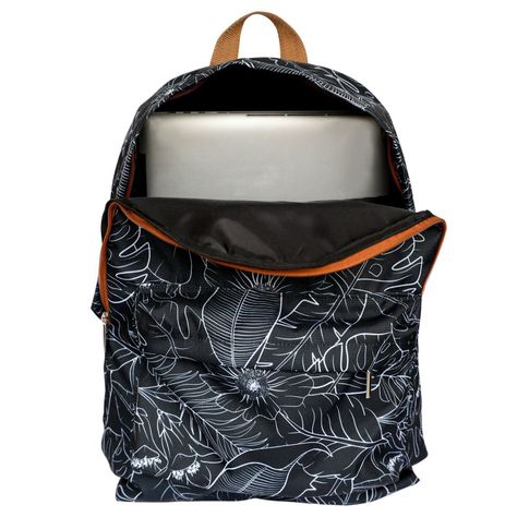 Mochila sustentable escolar botánica negra Paper Home-1