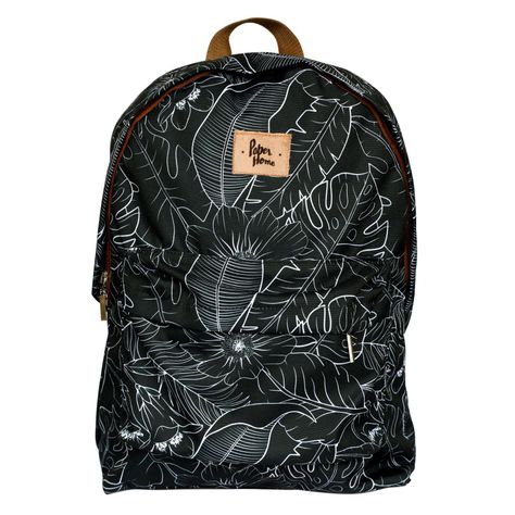 Mochila sustentable escolar botánica negra Paper Home-0