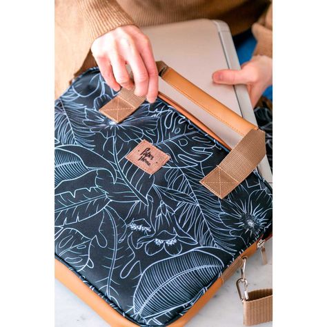 Bolso de notebook sustentable 13" y 14" pulgadas botánico negro Paper Home-1