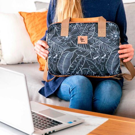 Bolso de notebook sustentable 13" y 14" pulgadas botánico negro Paper Home-2