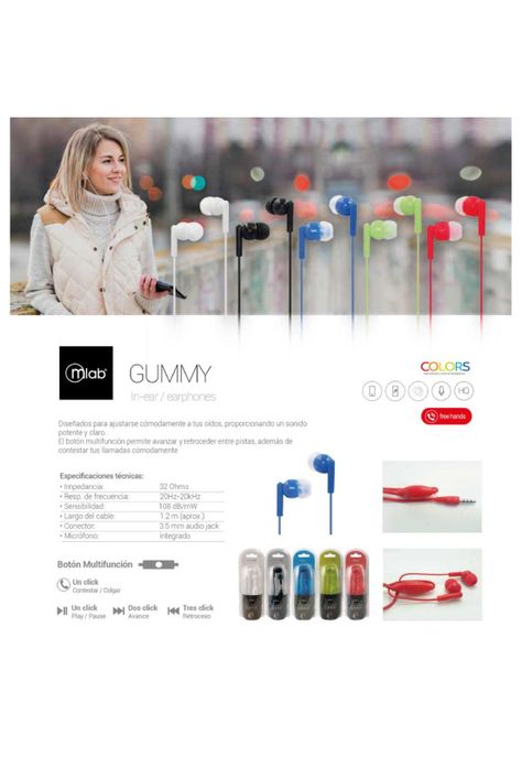 Audifonos Wired In Ear Manos Libres Microlab Gummy Color Azul-3