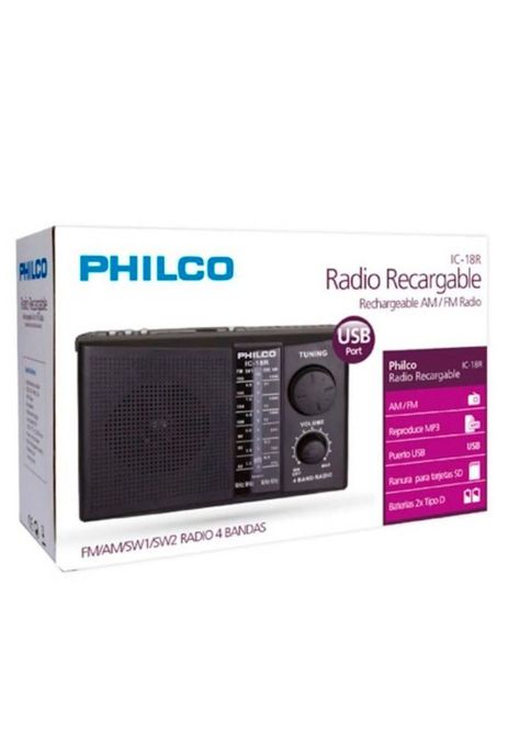 Radio 4 Bandas Recargable IC-18R USB SD Philco-3