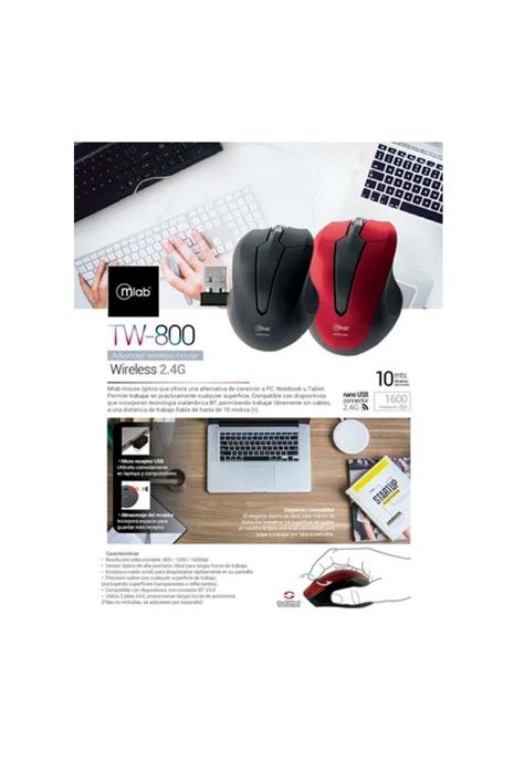 Mlab Mouse Inalambrico Black Color Negro-4