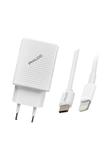 Cargador Rápido USB Tipo C, Incluye Cable USB-C a Lightning PHILCO-0