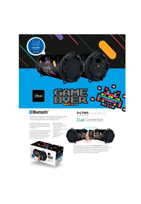 Parlante Bluetooth ZUKABASS Game Over Mlab 8882-2