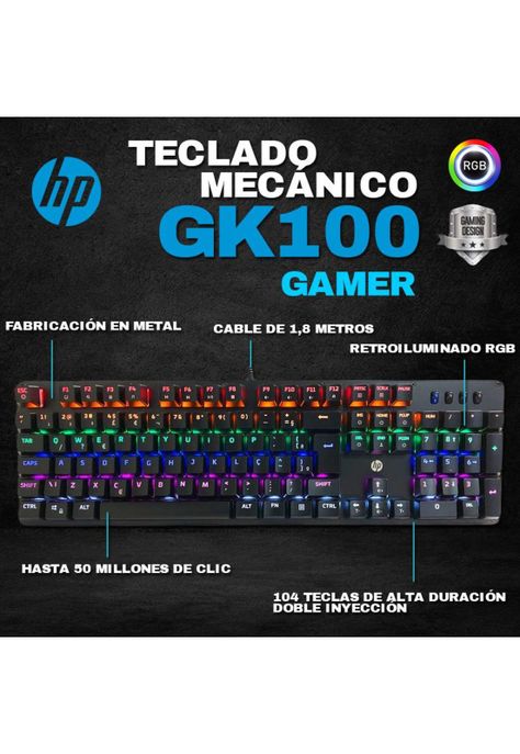 Teclado Gamer Mecánico HP GK100 Led RGB-1