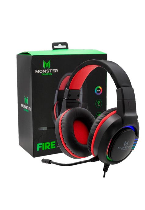 Audífonos Gamer Monster Fire Rgb / Over-EAR-2