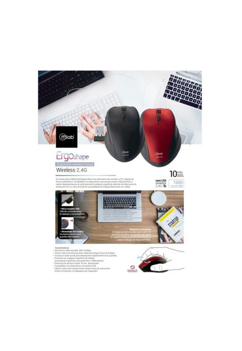 Mouse Mini Inalámbrico Ergoshape Mlab-1