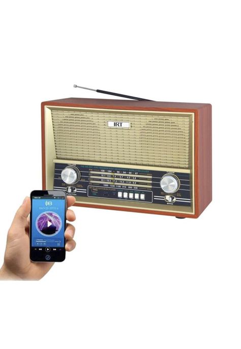 Parlante Portátil Retro Bt fm am sw1 2 usb sd aux Irt-4