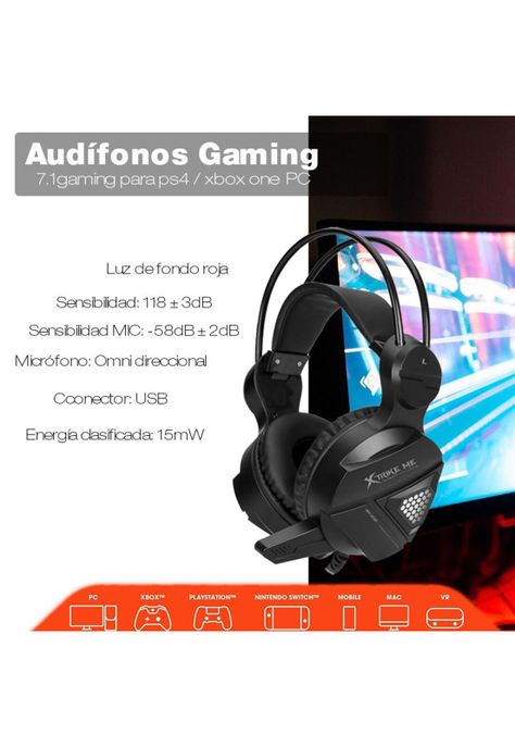 Audífonos Over Ear Gaming Xtrike GH-918 Me C mic Negro Fx-3