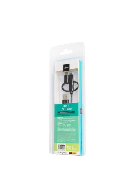 Cable Certificado USB 3 en 1 multi connector Negro Mlab-1