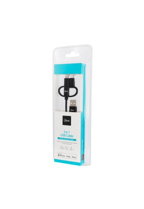 Cable Certificado USB 3 en 1 multi connector Negro Mlab-2