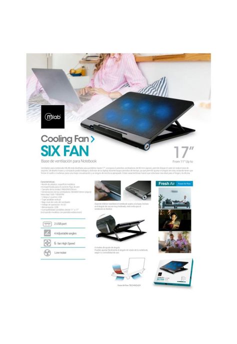 Ventilador Notebook Mlab 9037 Cooling Six Fan 17"-2