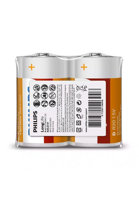 Philips Pila Cloruro Zinc D  Termosellado 2pcs-0