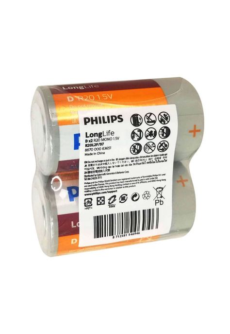 Philips Pila Cloruro Zinc D  Termosellado 2pcs-1