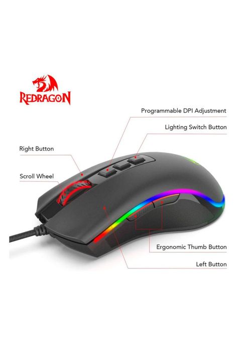 Mouse Gamer Redragon Cobra FPS RGB 9 Botones-1