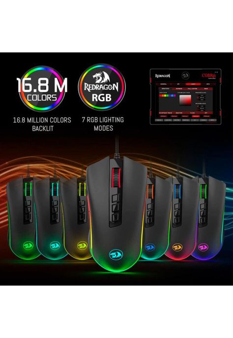 Mouse Gamer Redragon Cobra FPS RGB 9 Botones-3
