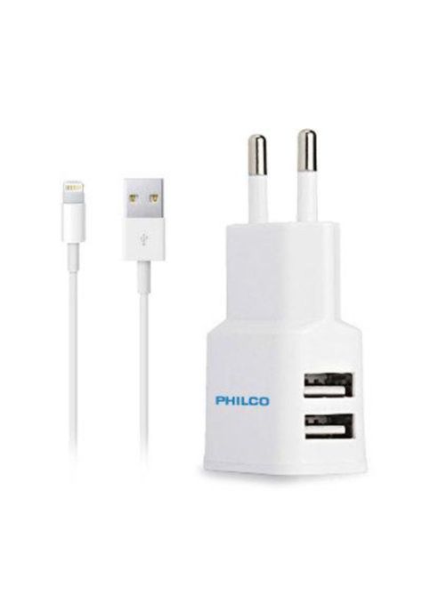 Cargador De Pared Philco 2.1 A Doble Usb C/cable Tipo C R1090-0