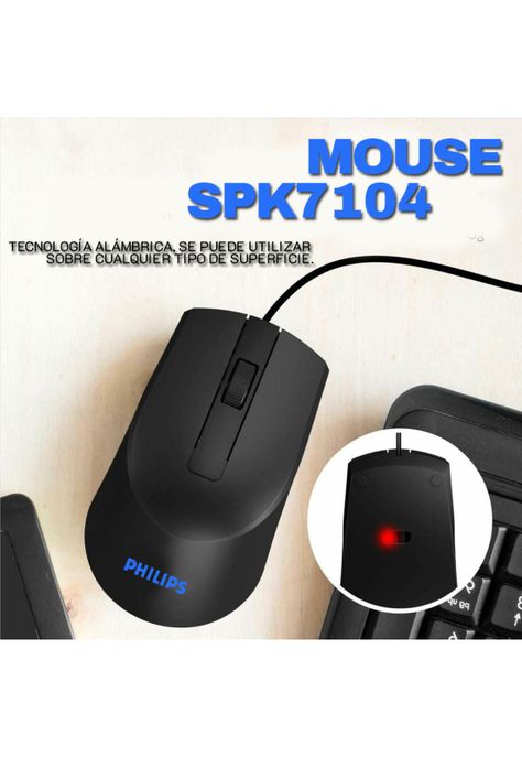 Mouse Alámbrico Philips SPK7104 3 Botones DPI 1000-6