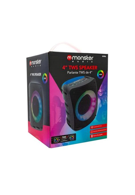 Parlante Monster TWS Speaker 4 Luces RGB, Potencia 10W, Radio FM-4
