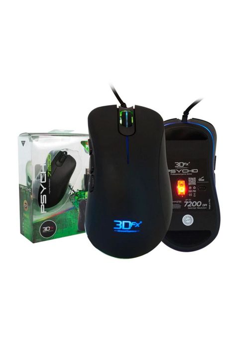 Mouse Gamer 3dfx Psycho 8795 6 Botones 7200dpi Usb Negro-2