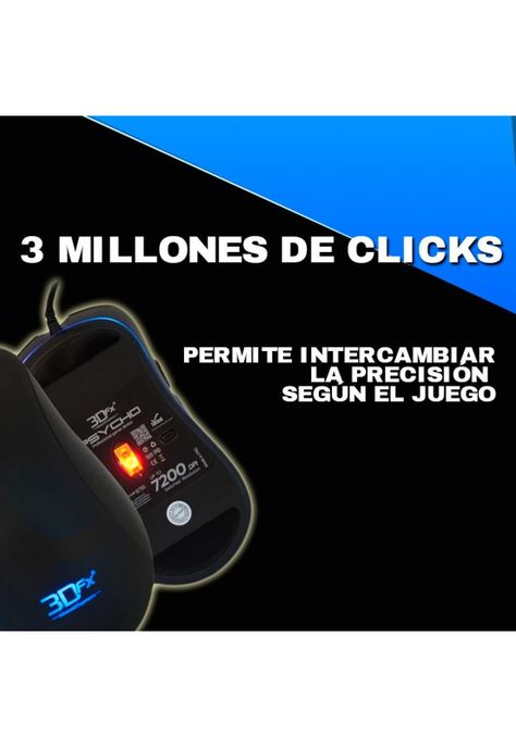 Mouse Gamer 3dfx Psycho 8795 6 Botones 7200dpi Usb Negro-5