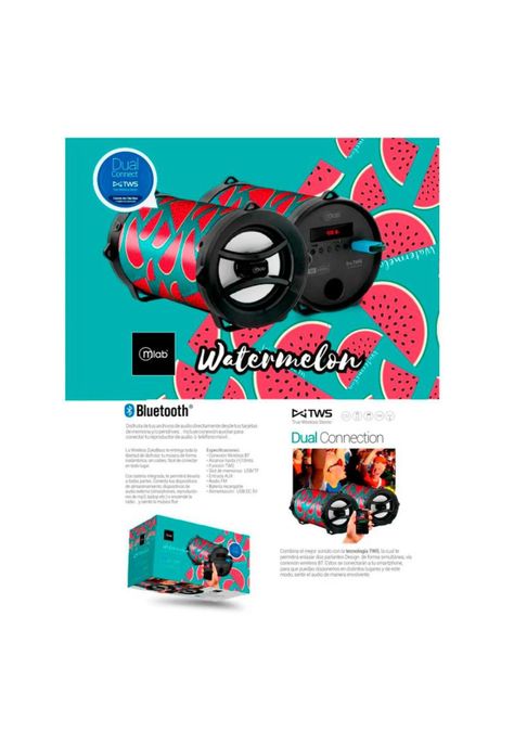 Parlante Zukabass 4 Bt USB SD/ FM Watermelon Mlab 8490-2