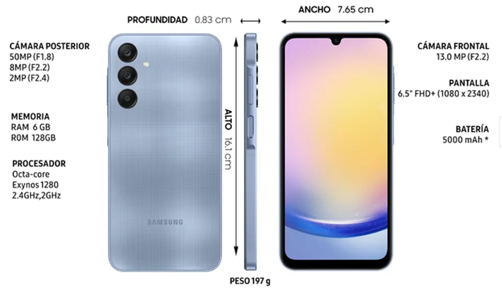 Samsung Galaxy A25 5G 256GB 6,5" Blue Liberado-1