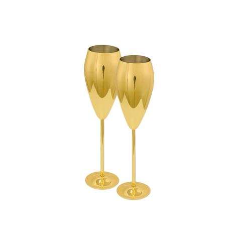 2 Copas Champagne Doradas Premium, Coctel 250 ML Bar-1