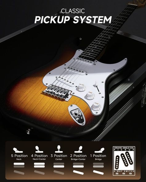 Pack Guitarra Donner DST-80 Stratocaster Sunburst-1