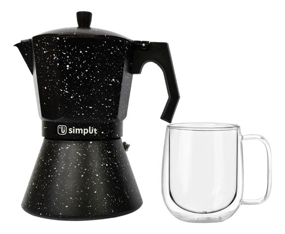 Pack Cafetera Italiana 4 Tazas + Taza Doble Pared Simplit-0