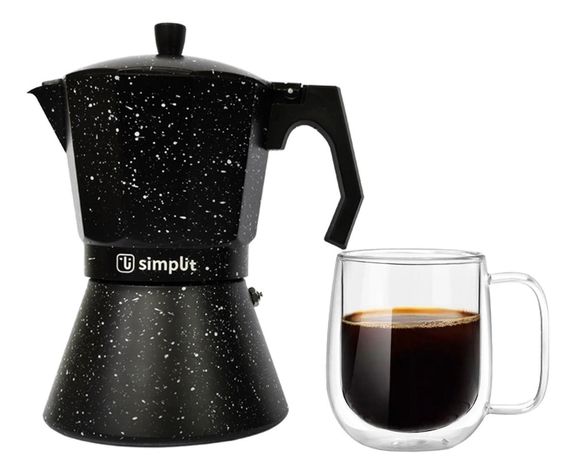 Pack Cafetera Italiana 4 Tazas + Taza Doble Pared Simplit-1