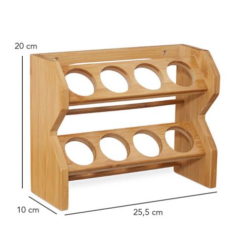Especiero Condimentos De Madera 8 Frascos Vidrio Simplit-2