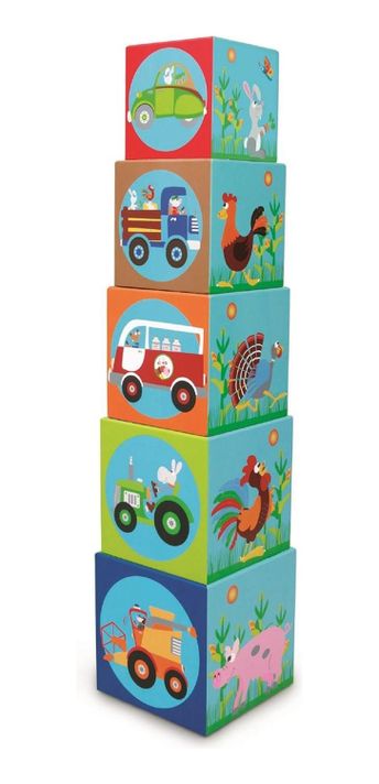 Cubos Para Apilar La Granja Jumbo 5 Cubos Scratch Europe-0