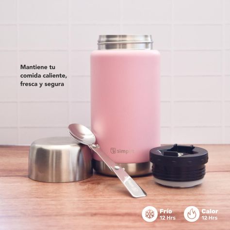 Termo de Comida Insulado Acero Inox 750 ml Rosado Simplit-3