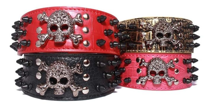 Collar Perro Calavera Puntas Redondas 2Xl Rojo Mascan-2