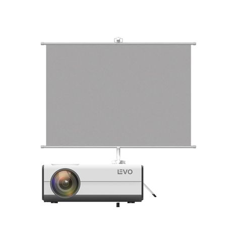 Proyector Led Portátil PL05 + Telón 60 pulgadas Levo-0
